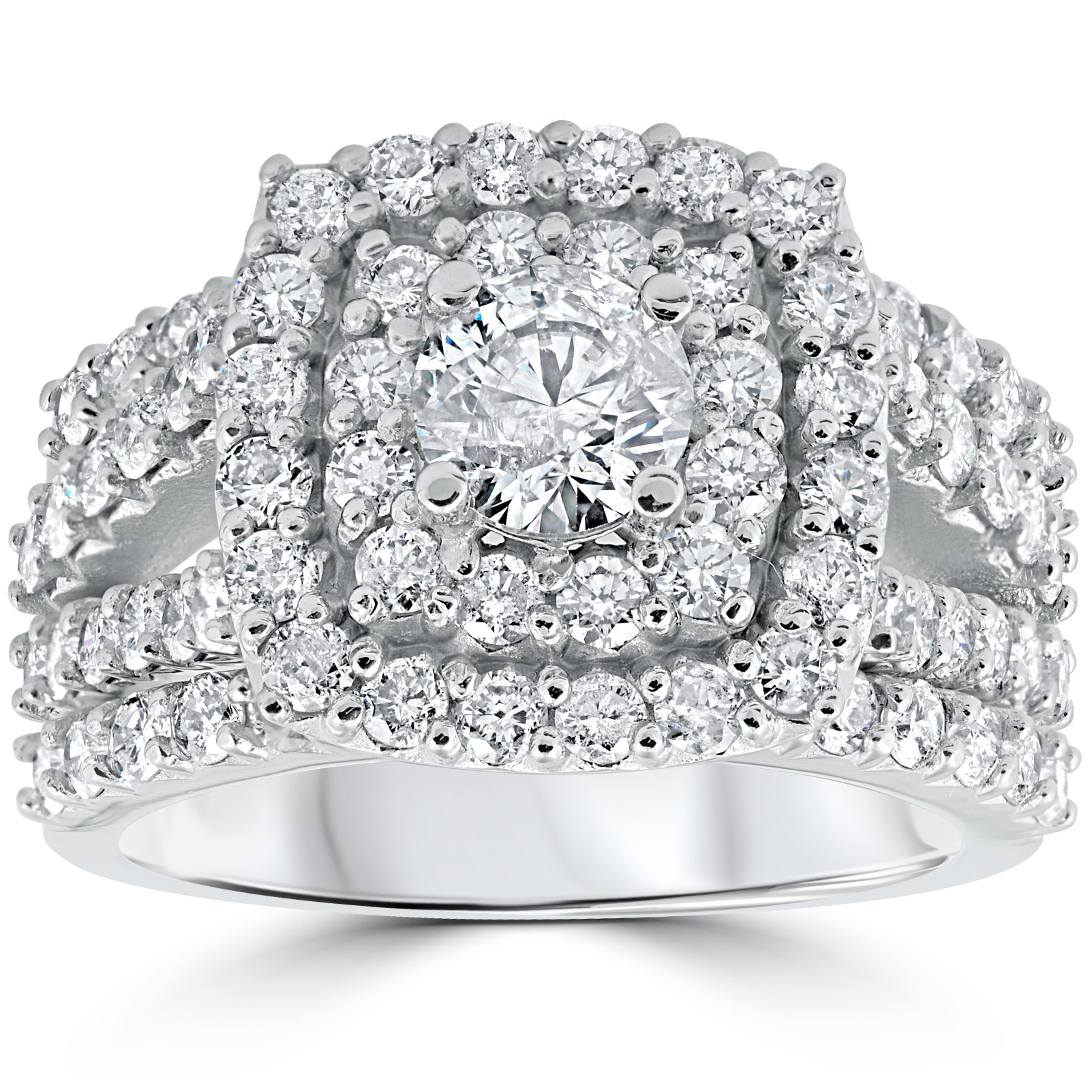 Diamond Wedding Rings For Her
 3 ct Diamond Engagement Wedding Double Cushion Halo Trio