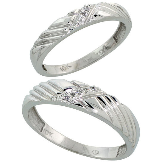 Diamond Wedding Rings For Her
 Buy 10k White Gold Diamond Wedding Rings Set for him 5 mm