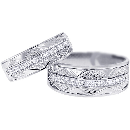 Diamond Wedding Rings For Her
 Diamond Wedding Bands Set for Him Her 18K White Gold 0 33 ct