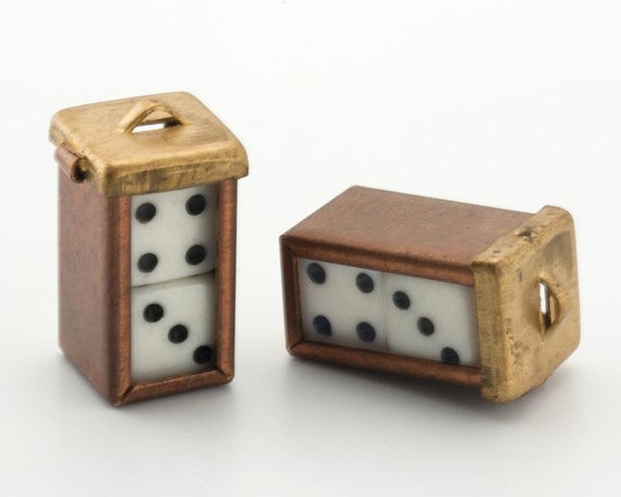 Dice Box DIY
 2 Lucky Dice Charms DIY Brass Dice Box Pendant Earring Finding