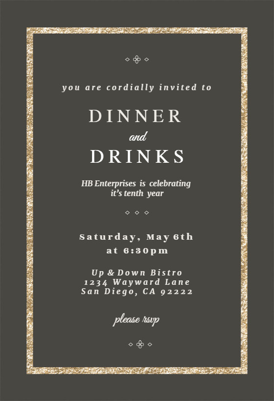 Dinner Party Invitation Ideas
 Elegant Gold Dinner Party Invitation Template Free
