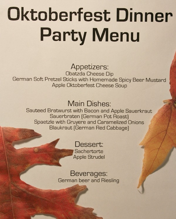 Dinner Party Menu Ideas For 4
 Oktoberfest Dinner Party Pinterest Inspired
