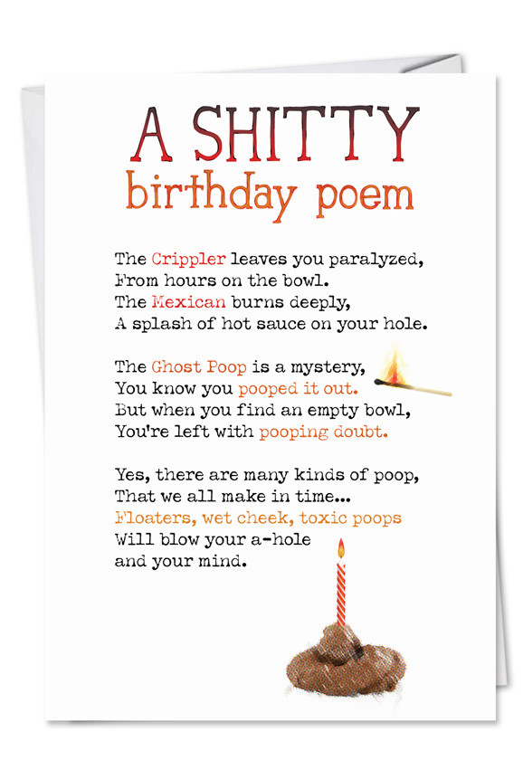 Dirty Happy Birthday Quotes
 Shitty Poem Funny Dirty Birthday Card – NobleWorks Cards