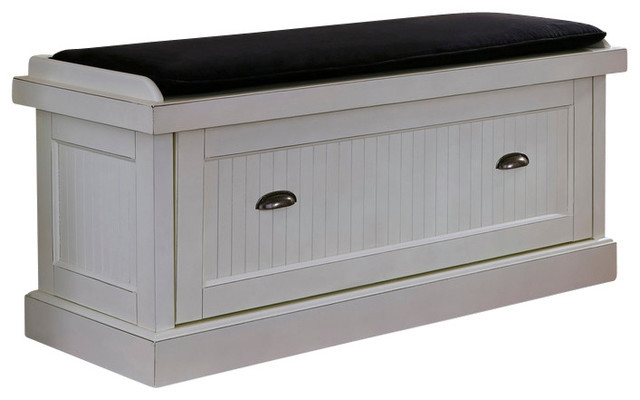 Distressed Storage Bench
 Nantucket Upholstered Bench Distressed White
