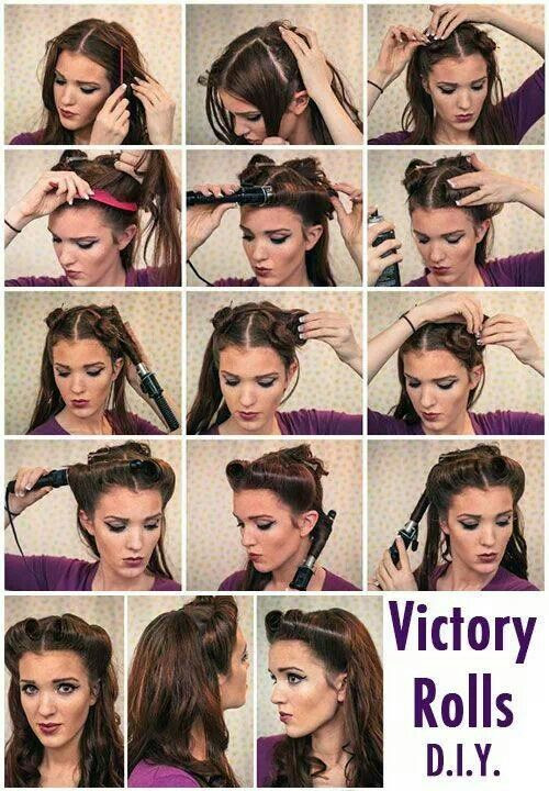 DIY 50S Hairstyles
 Victory rolls Vintage pin up hairstyle