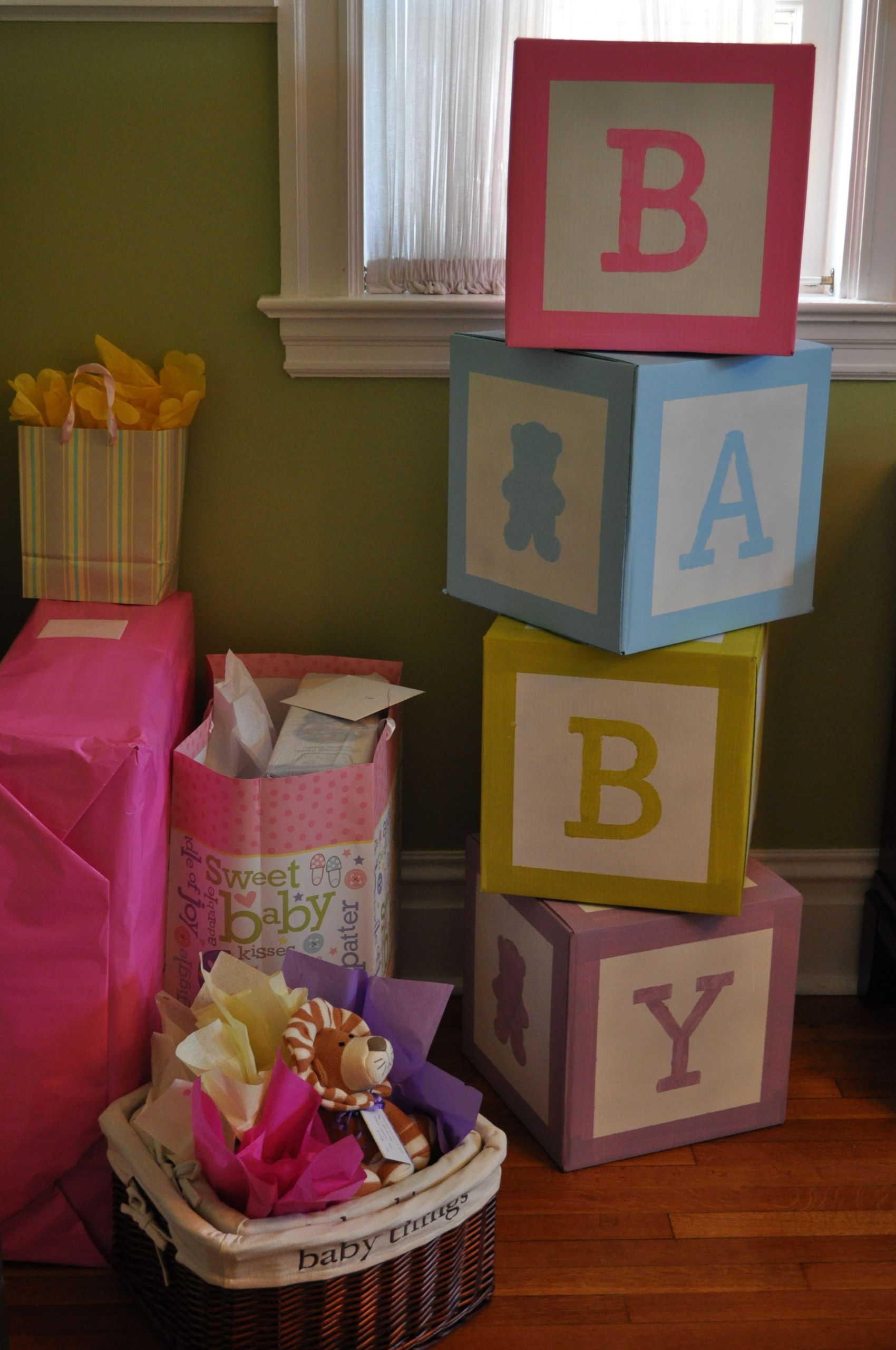 DIY Baby Blocks Centerpiece
 Baby Blocks I made for a friends Baby Shower