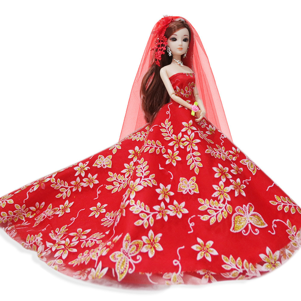 Diy Baby Doll Dress
 Saleman Doll Clothes Red Wedding Dress Beautiful DIY