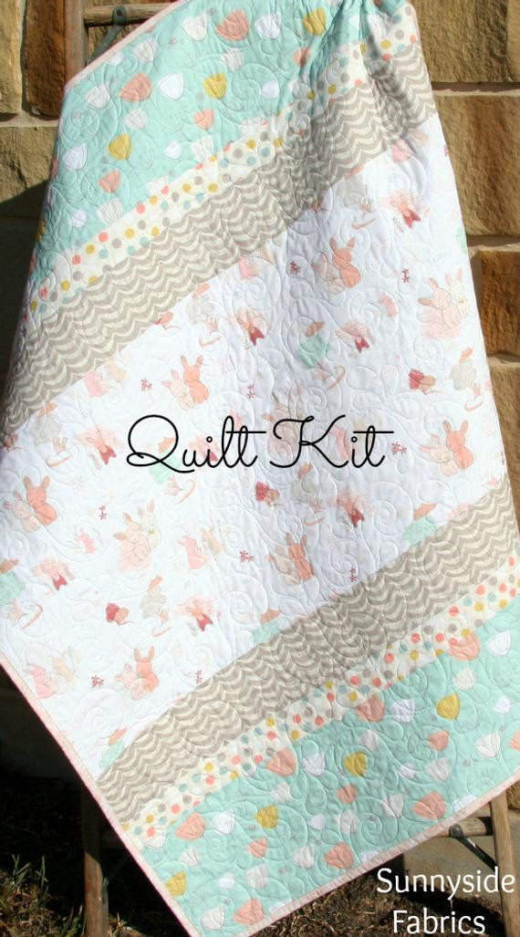Diy Baby Quilt
 Girl Quilt Kit DIY Project Baby Quilt Kit Bunnies Littlest