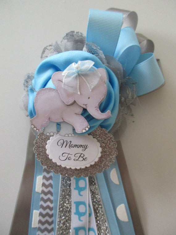DIY Baby Shower Corsages
 Baby Shower Corsage Boy Elephant Mommy To Be Corsage Baby