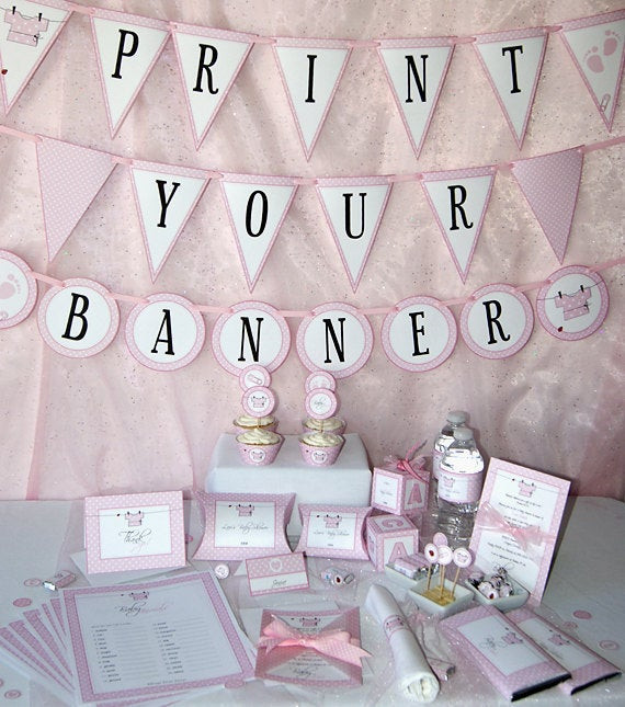 DIY Baby Shower Decorations For Girls
 Baby Shower Printables Baby Girl Pink DIY by PressPrintParty