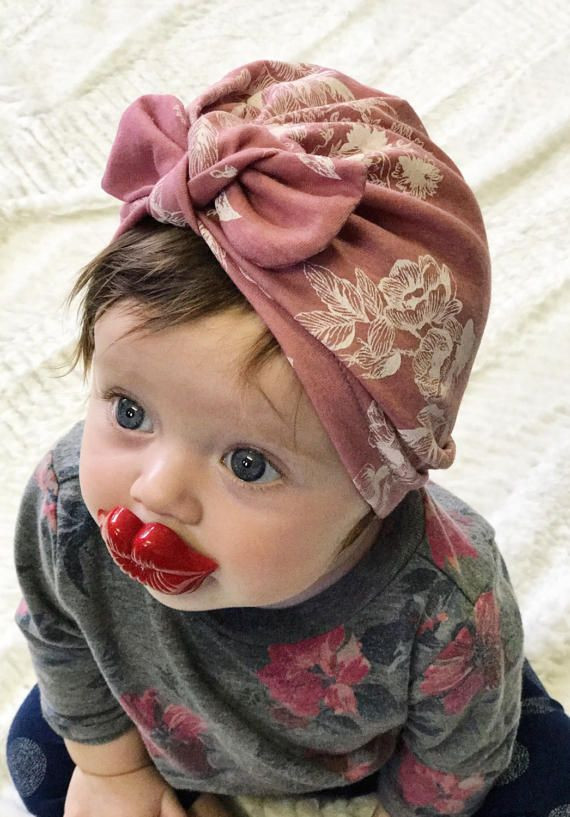 DIY Baby Turban Hat
 Antique Pink baby turban hat with bow by turbansfortots on