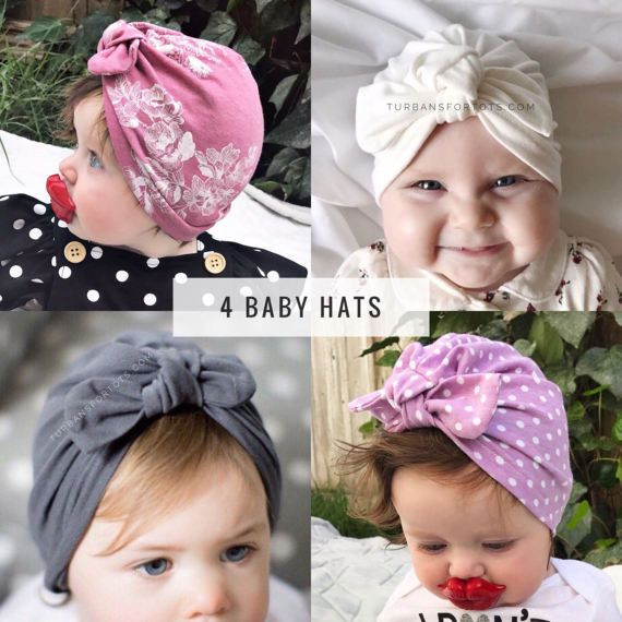 DIY Baby Turban Hat
 Set of 4 baby turban hats with bow baby bow hats newborn
