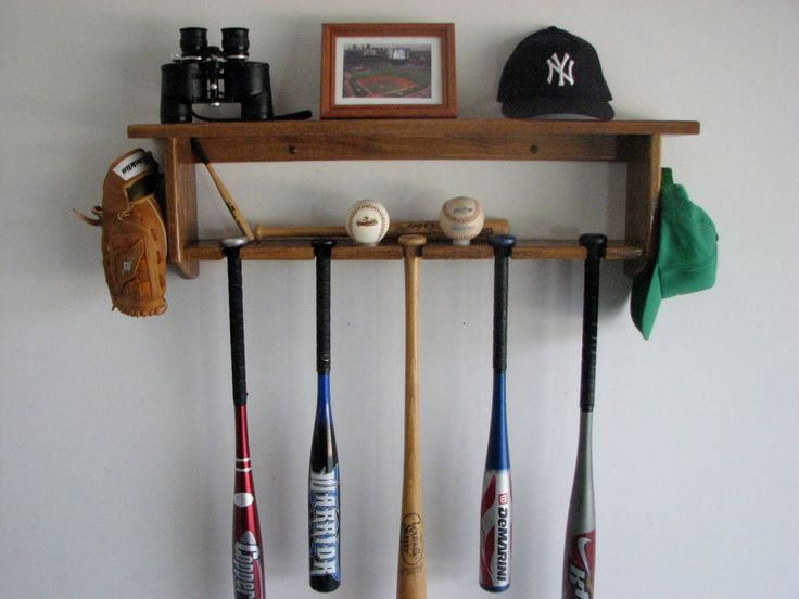 DIY Bat Rack
 Baseball Bat Rack Decorative Wall Shelf Display 5 bats