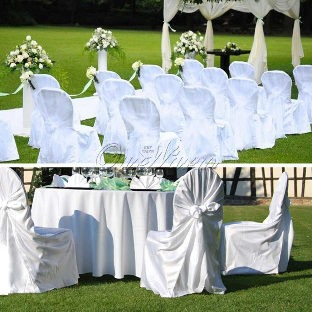 DIY Chair Covers Wedding
 10 White Universal Stain Chair Cover Wedding Xmas Party