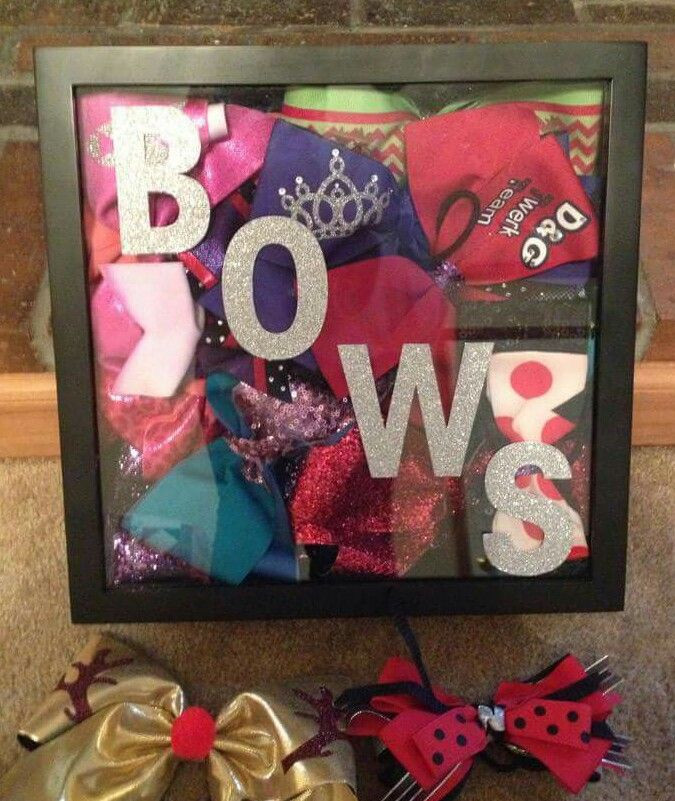 DIY Cheer Gifts
 Shadow box of bows Cheerleading