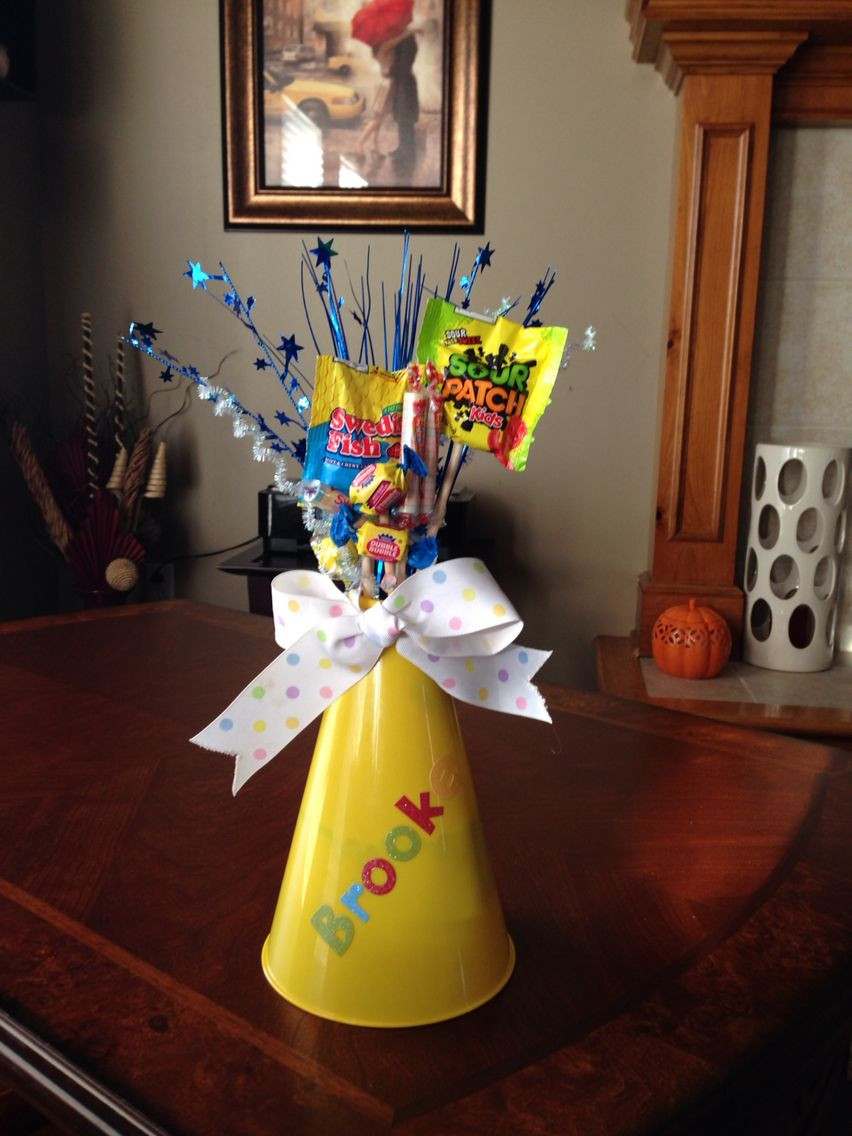 DIY Cheerleading Gifts
 Megaphone Candy Bouquet