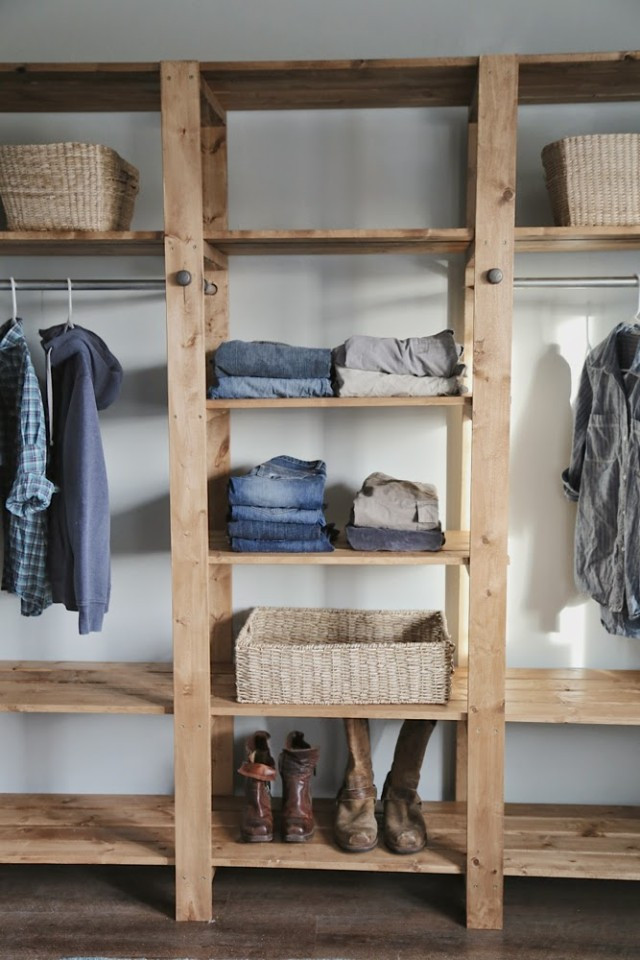 DIY Closet System Plans
 DIY Industrial Style Wood Slat Closet System with