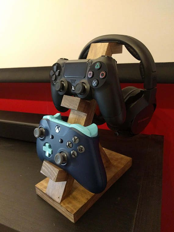 DIY Controller Rack
 Wooden Controller Stand Headset Stand