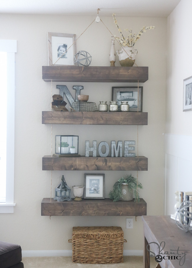 DIY Decorative Shelf
 DIY Floating Shelves with Rope and Pulley FREE PLANS