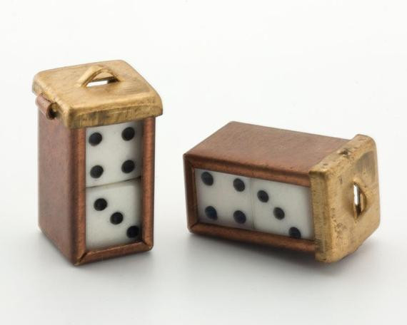 DIY Dice Box
 2 Lucky Dice Charms DIY Brass Dice Box Pendant Earring Finding