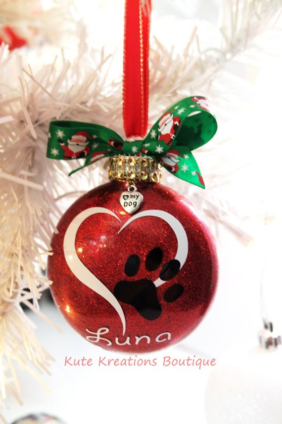 DIY Dog Paw Print Ornament
 Heart Paw Print Ornament Personalized Ornaments Pet Name Paw