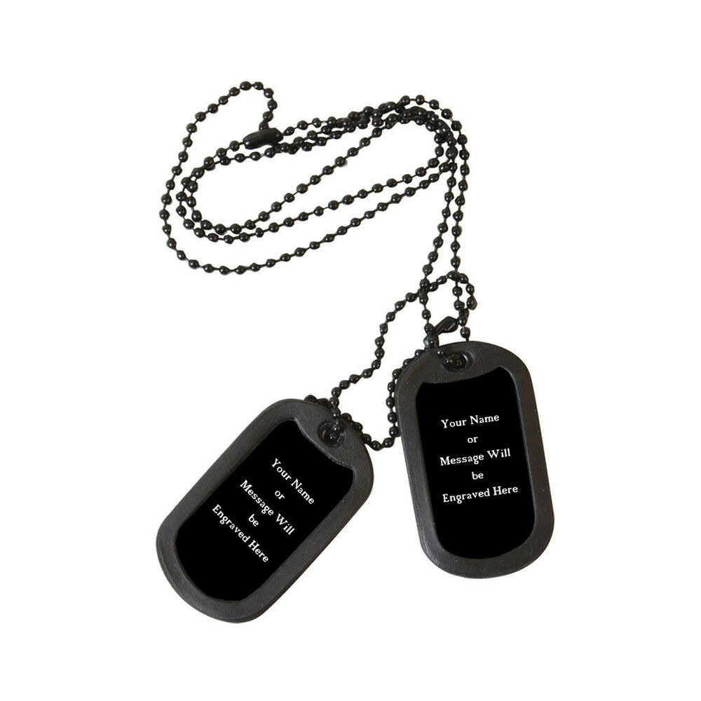 DIY Dog Tag Silencer
 2 Military Dog Tags Custom Engraved Black GI