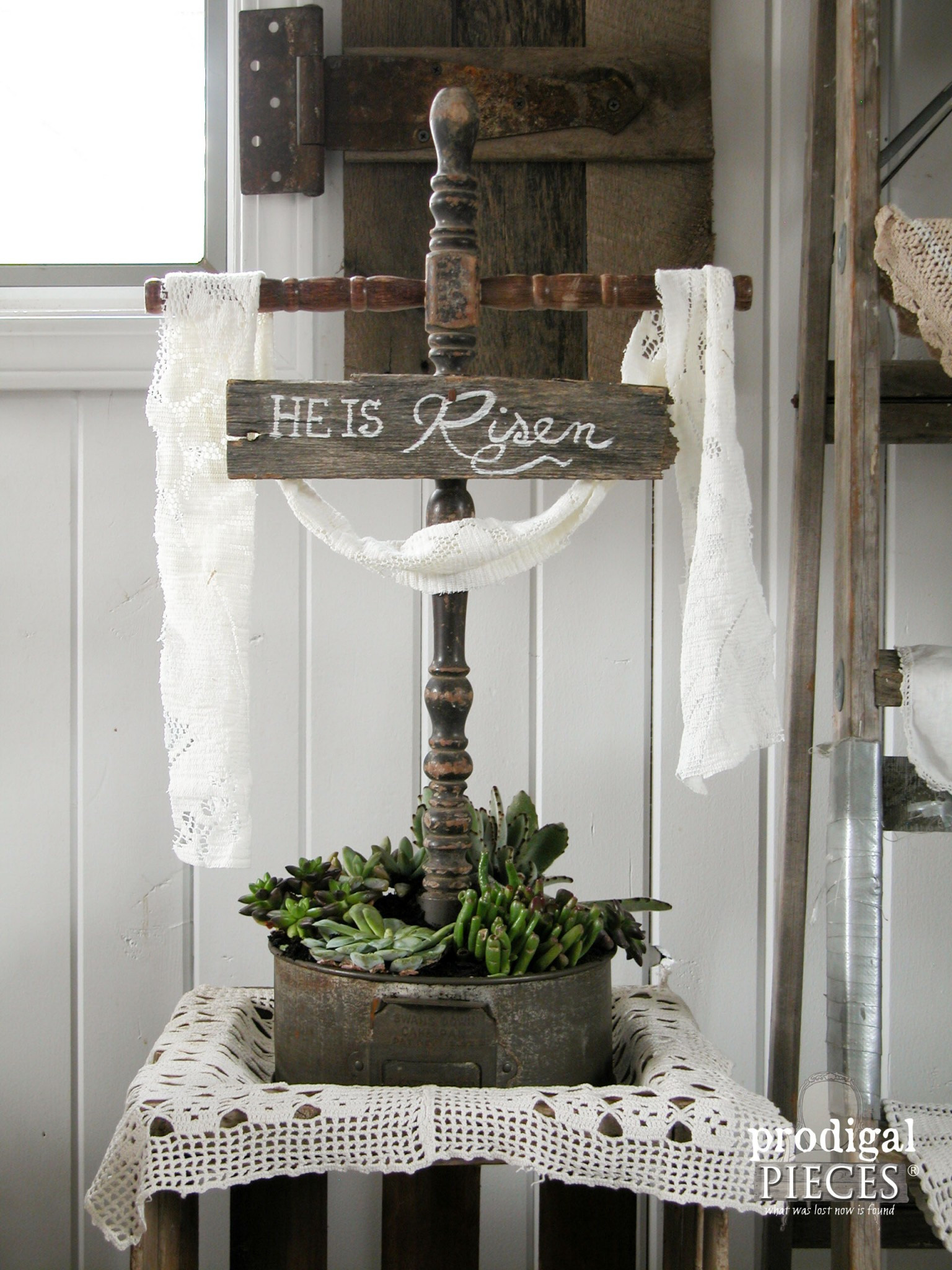 DIY Easter Christian Table Decorations
 Easter Cross made from Repurposed Materials Prodigal Pieces