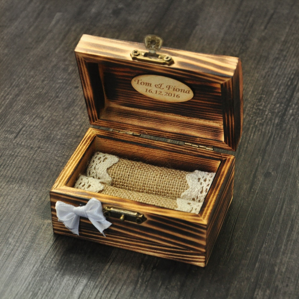 DIY Engagement Ring Box
 Personalized Wedding Ring Box Wooden Ring Holder Rustic