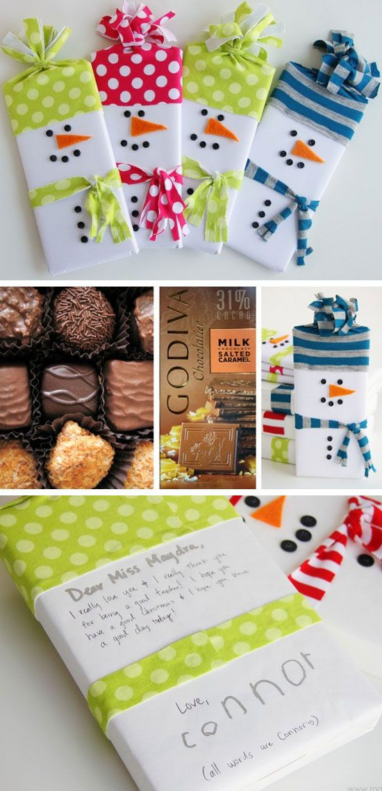 DIY Family Christmas Gifts
 Snowman Wrapped Candy Gifts