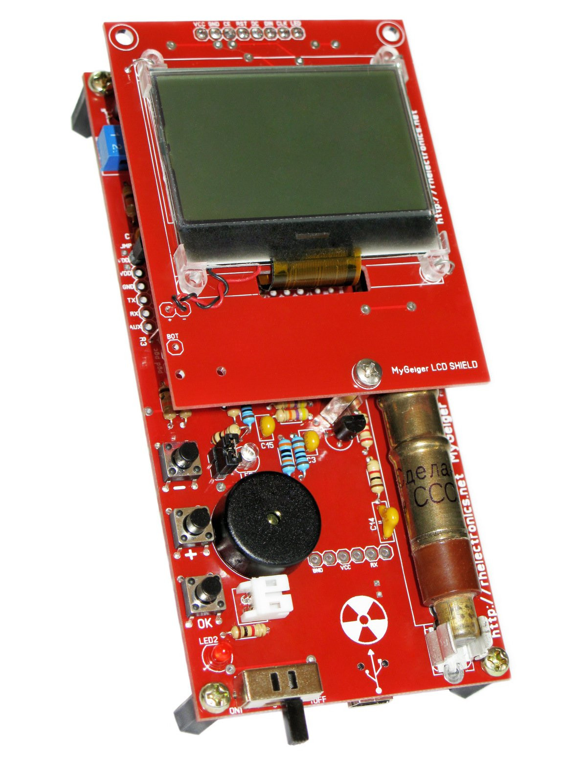 DIY Geiger Counter Kit
 ASSEMBLED MyGeiger ver 2 DIY Geiger Counter Kit from