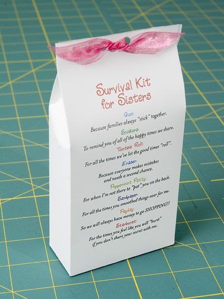DIY Gift Ideas For Sister
 "Survival Kit for Sisters" Love this idea I am going to