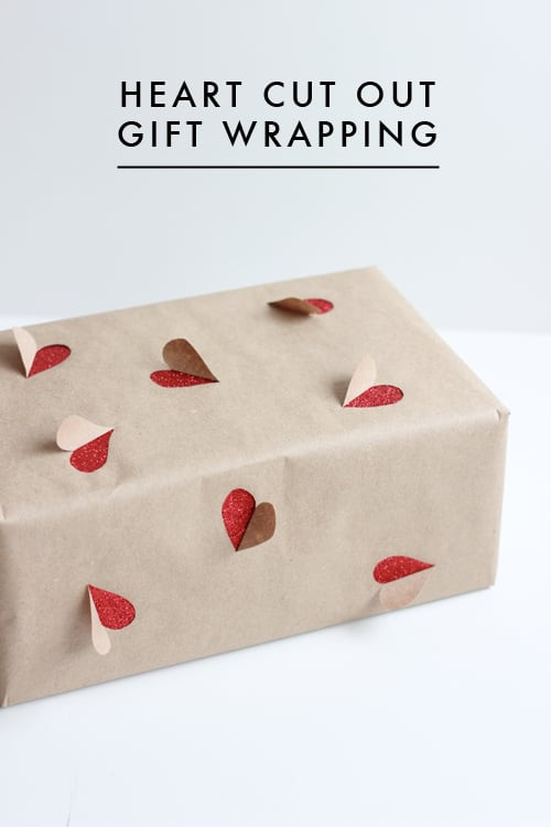 DIY Gift Wrap Ideas
 Heart Cutouts Gift Wrap
