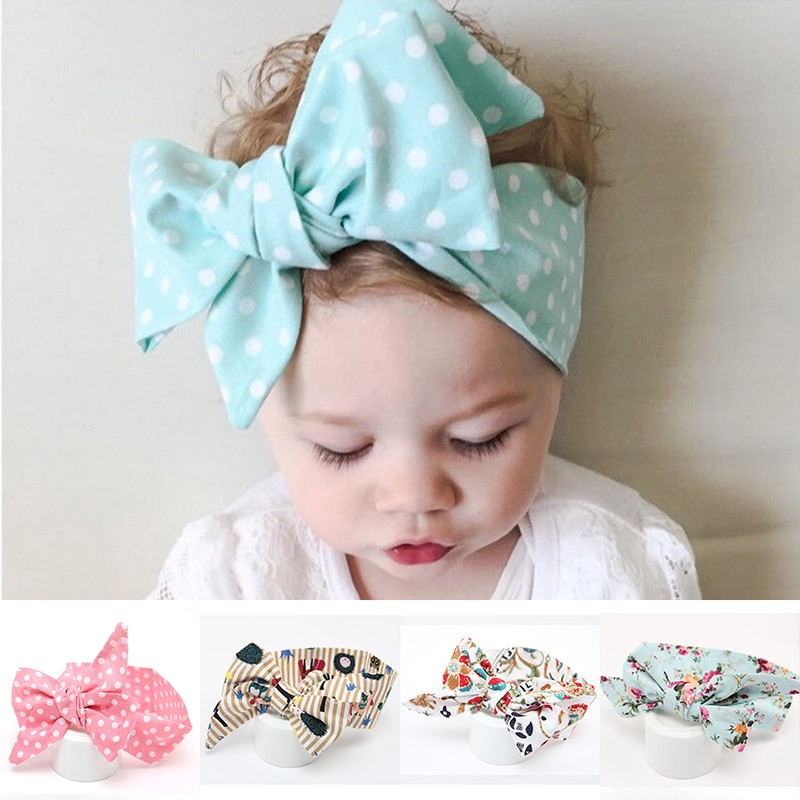DIY Hair Bows For Babies
 Cute Dot Fabric Flowers Baby Turban Haarband DIY Big Bow