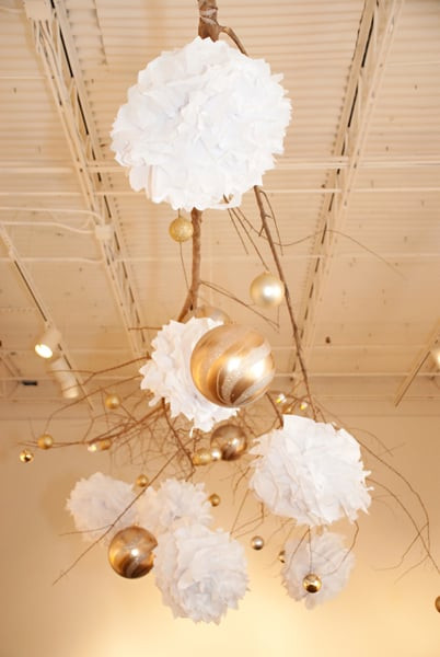 DIY Hanging Ceiling Decorations
 DIY Hanging Branch Ornament and Pom Pom Holiday Decor