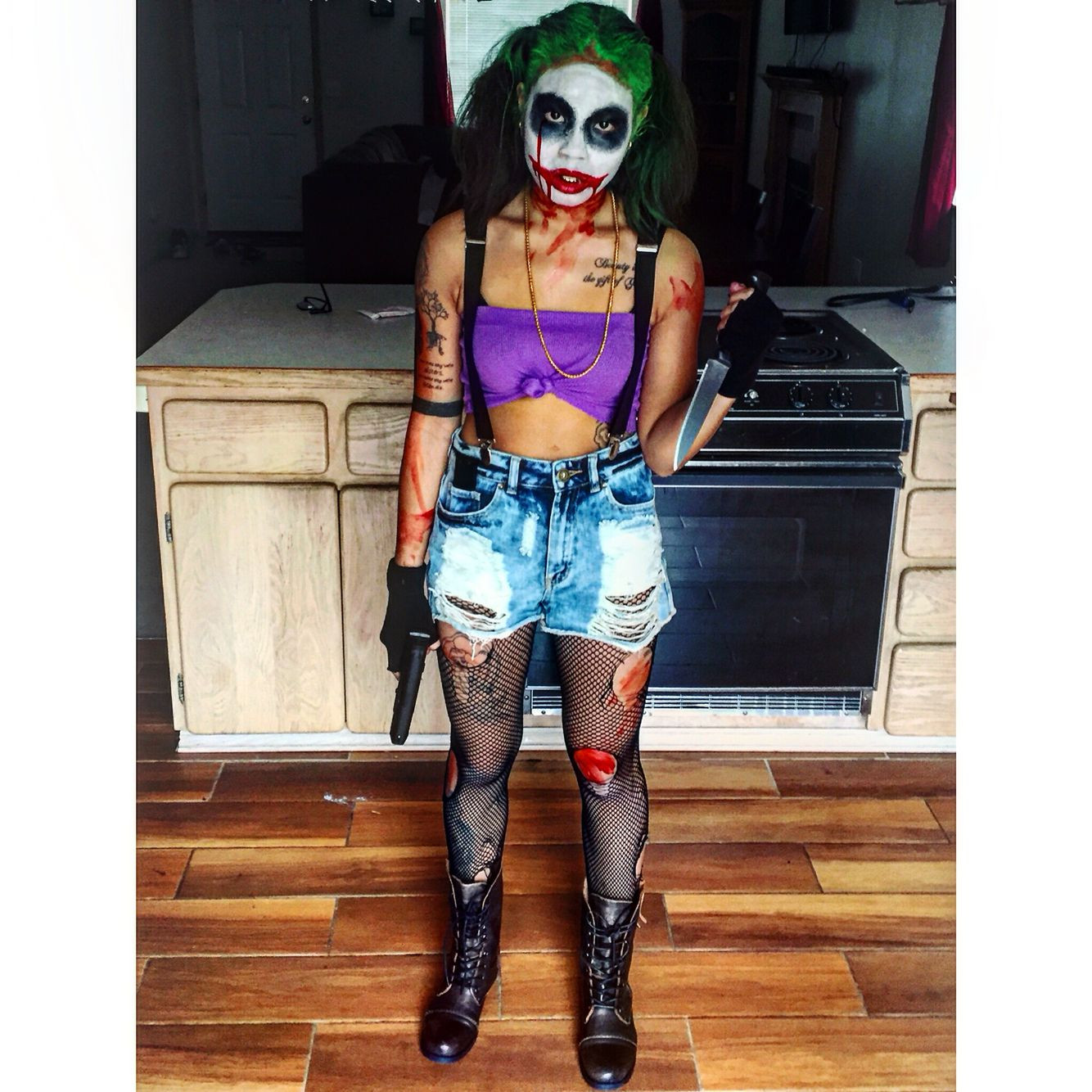DIY Joker Costume Female
 Halloween makeup female joker