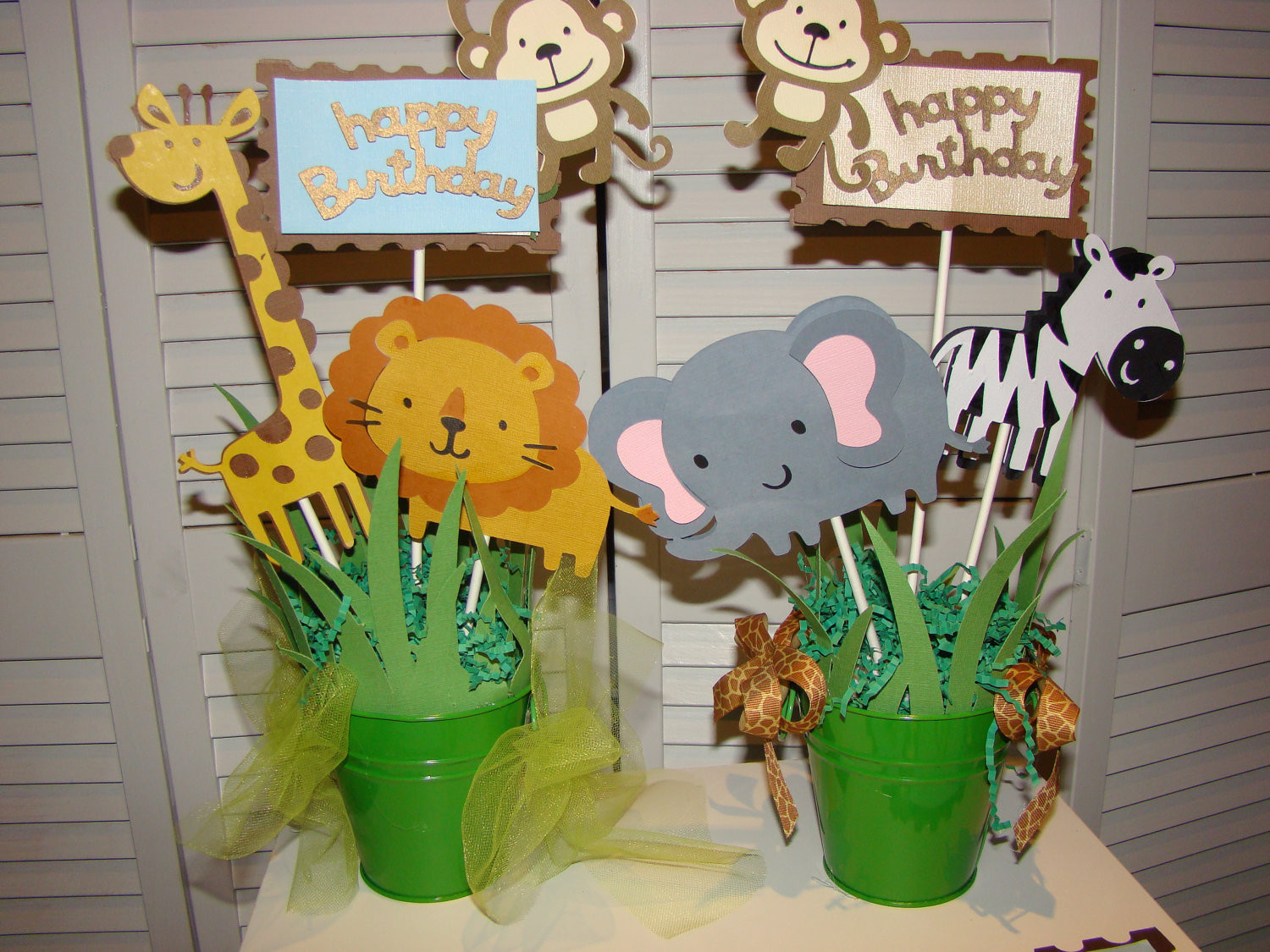 DIY Jungle Theme Decorations
 Jungle Safari baby shower centerpiece First by PearlySkies