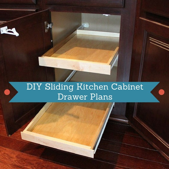 DIY Kitchen Cabinet Plans
 Items similar to DIY Sliding Kitchen Cabinet Drawer Plans