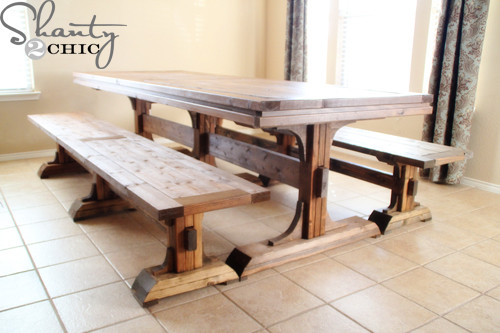 DIY Kitchen Table Plans
 DIY Furniture Triple Pedestal Bench Shanty 2 Chic