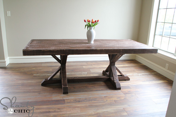 DIY Kitchen Table Plans
 Restoration Hardware Inspired Dining Table for $110