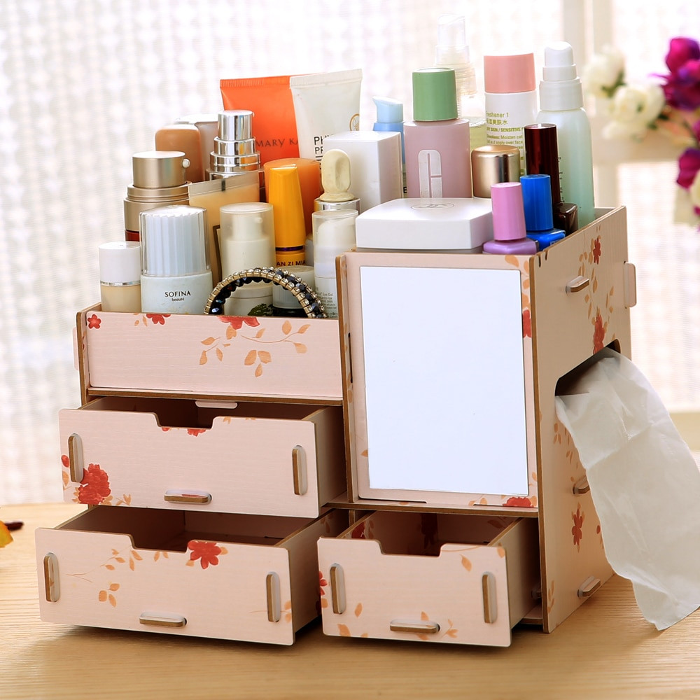 DIY Organizer Box
 DIY wood cosmetic organizer makeup storage box sundries