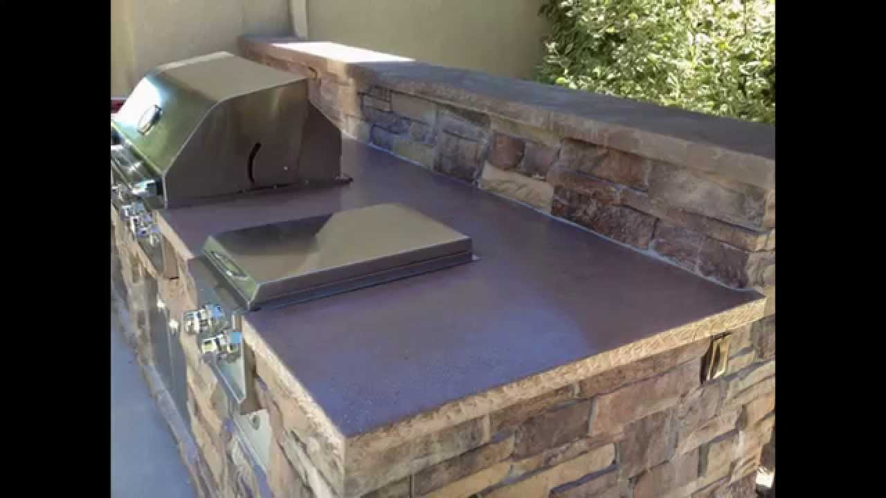 DIY Outdoor Grill Island
 Outdoor BBQ Island outdoor kitchen concrete countertop