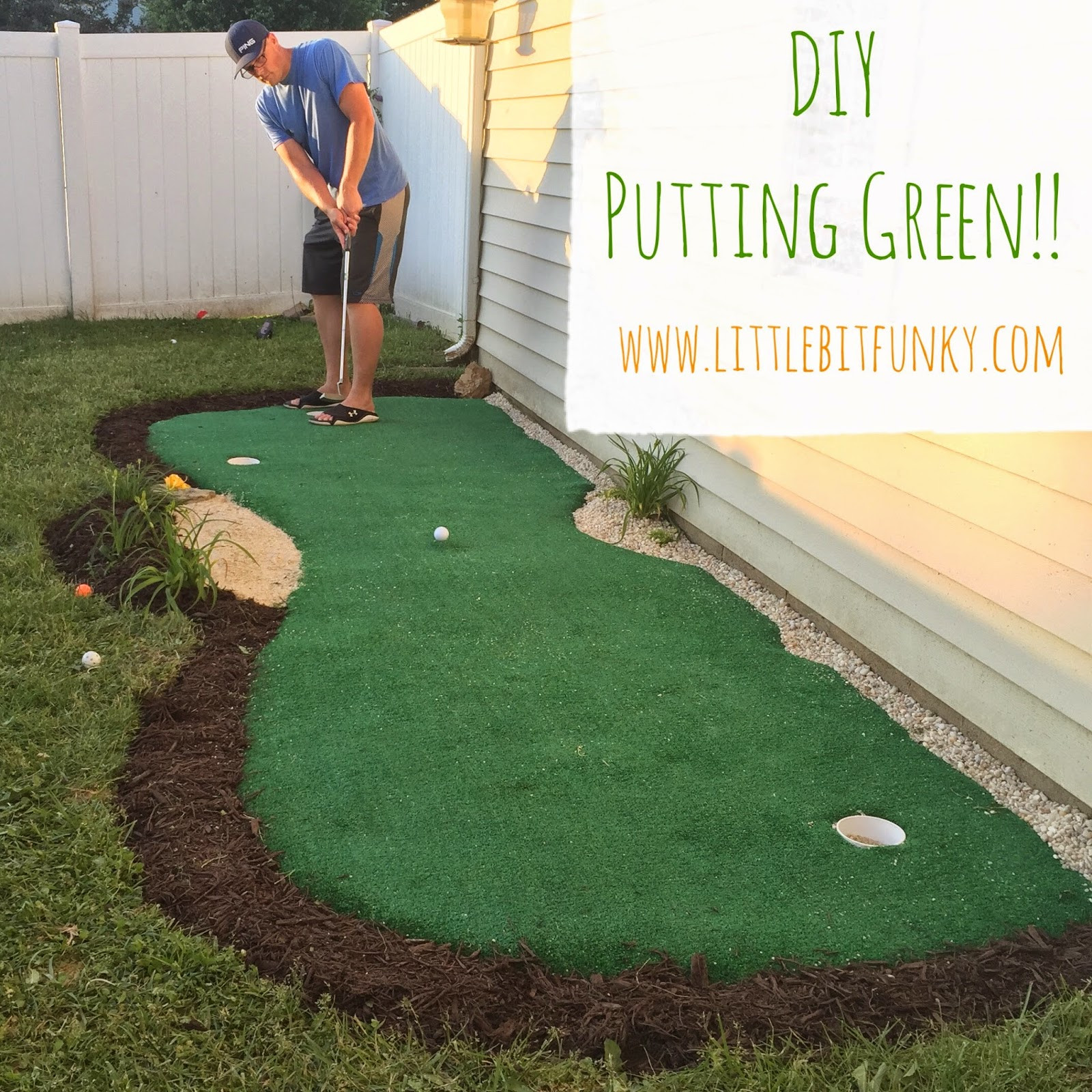 DIY Outdoor Putting Green
 Little Bit Funky How to make a backyard putting green
