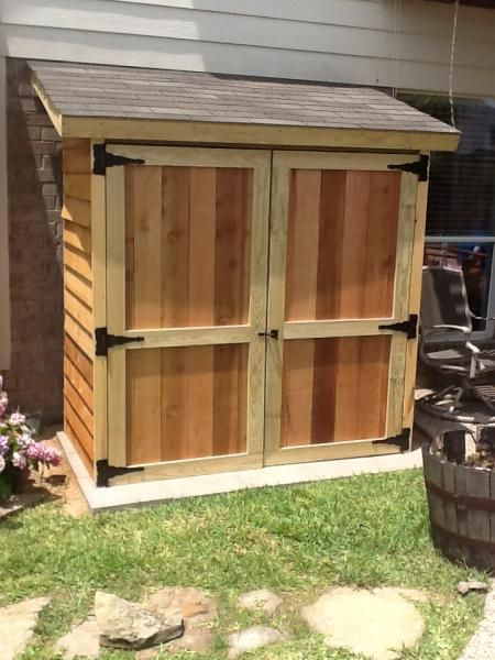 DIY Outdoor Shed
 Small lean to style cedar shed Perfect if you have a few