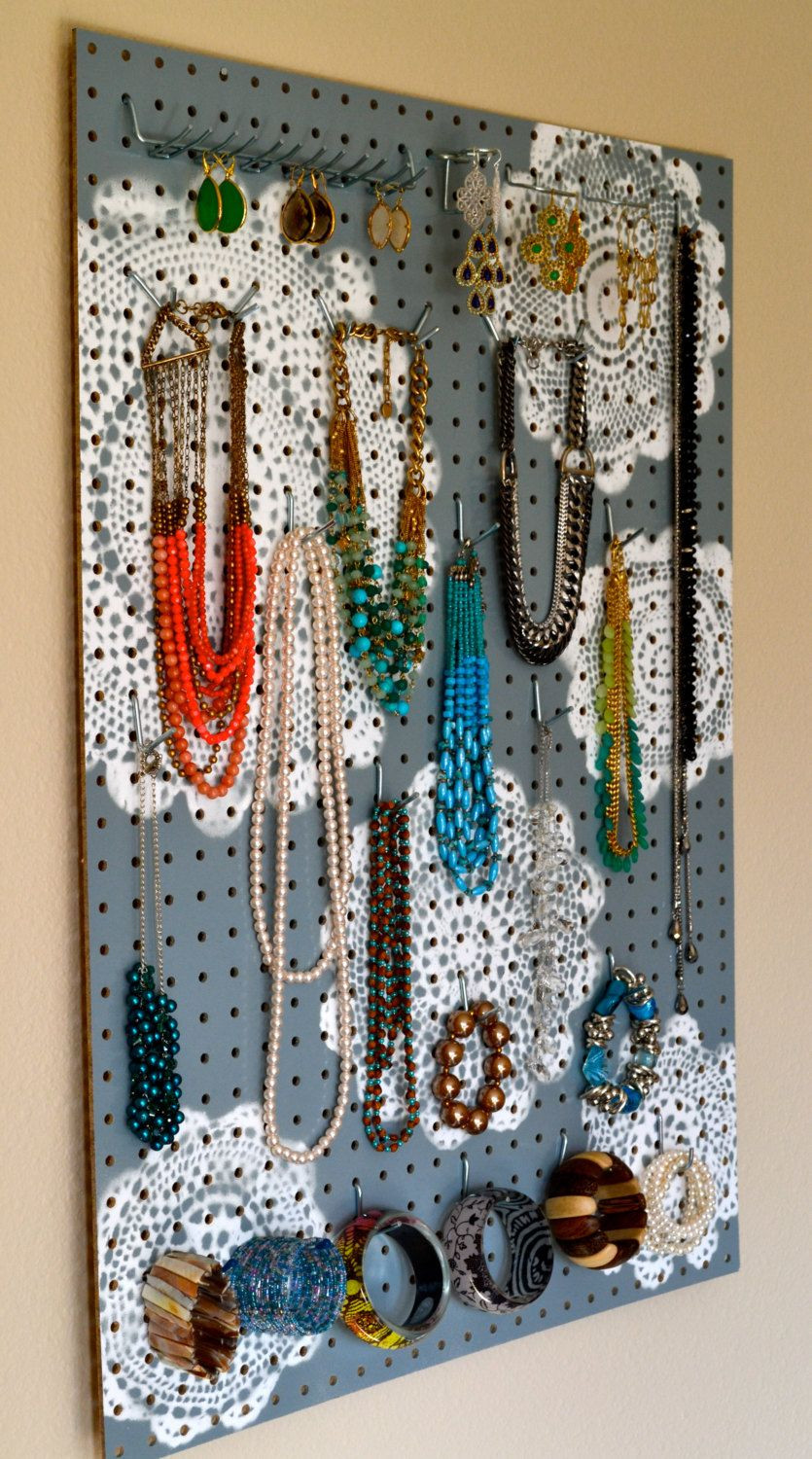 DIY Pegboard Jewelry Organizer
 Jewelry Organizer Wall Display Jewelry Holder Custom
