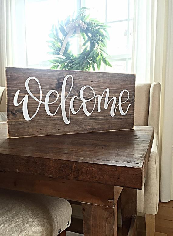 DIY Rustic Wood Signs
 Wel e Sign Home Decor Rustic Hand Painted Wood Sign