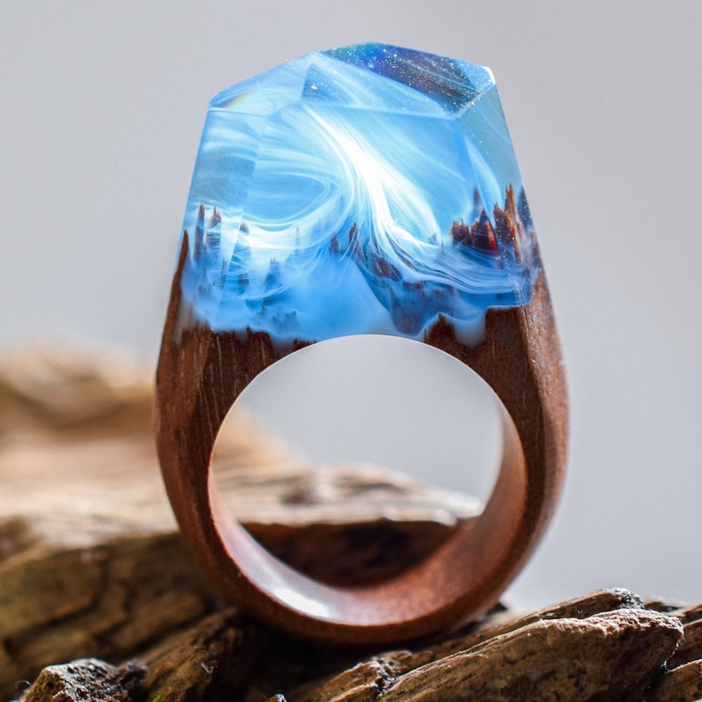 DIY Secret Wood Ring
 Ethereal Worlds Encapsulated In Wood and Resin Rings