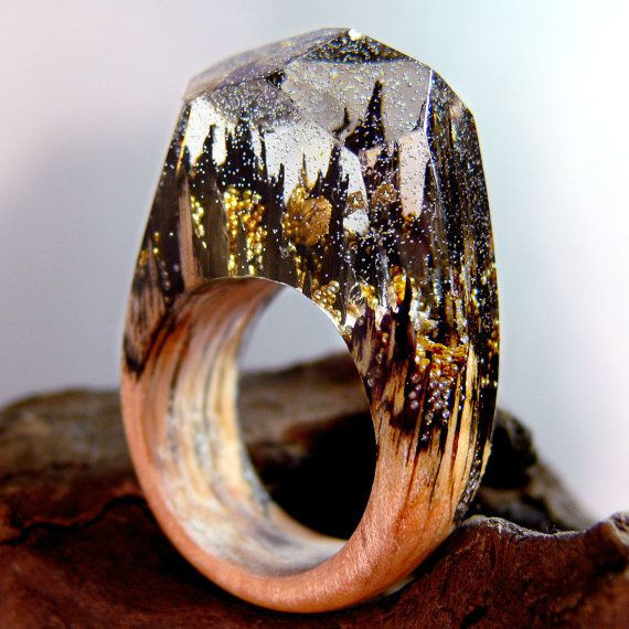 DIY Secret Wood Ring
 Golden Castles Wooden Resin Ring made with Birch wood and