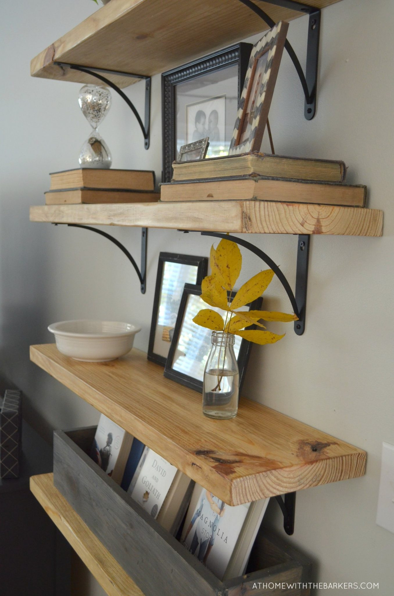 DIY Shelf Organizer
 DIY Rustic Wood Shelves At Home with The Barkers