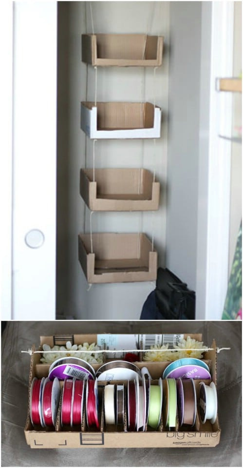 DIY Shelf Organizer
 35 Brilliant DIY Repurposing Ideas For Cardboard Boxes