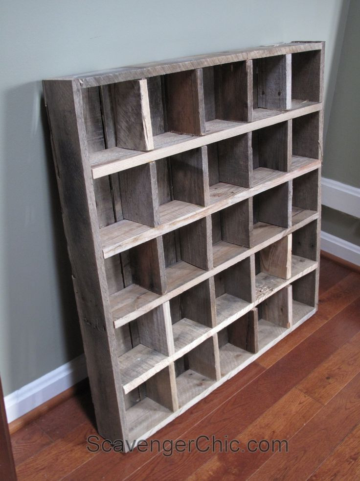 DIY Shelf Organizer
 Pallet wood Cubby organizer shelves diy
